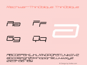 Mechwar-ThinOblique ThinOblique Version 001.000 Font Sample