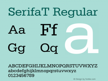 SerifaT Regular Version 001.005 Font Sample