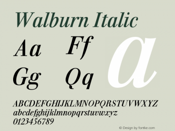 Walburn Italic Version 001.000 Font Sample