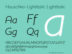 Houschka-LightItalic LightItalic Version 001.000 Font Sample