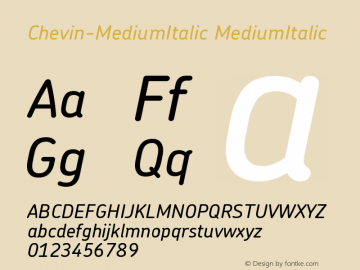 Chevin-MediumItalic MediumItalic Version 001.000 Font Sample