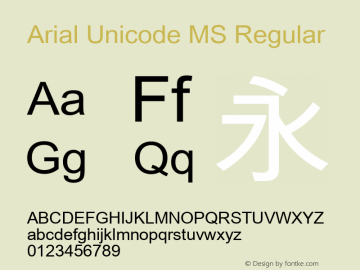 Arial Unicode MS Regular Unknown Font Sample