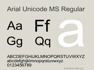 Arial Unicode MS Regular Unknown Font Sample