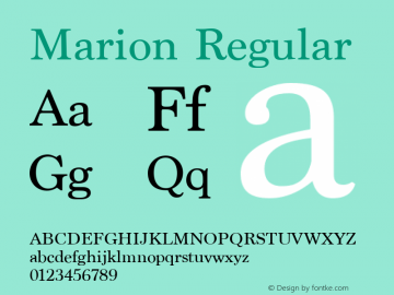 Marion Regular 8.0d4e4 Font Sample