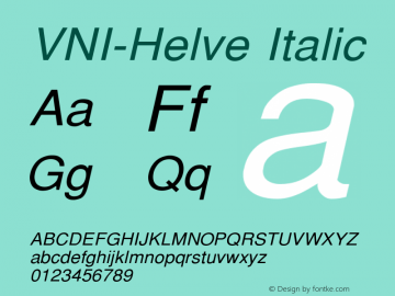 VNI-Helve Italic 1.0 Sun Apr 25 16:35:10 1993 Font Sample