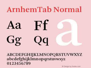ArnhemTab Normal Version 001.000 Font Sample