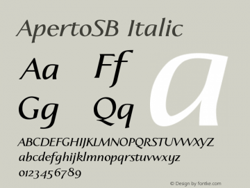 ApertoSB Italic Version 001.000 Font Sample