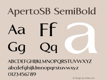 ApertoSB SemiBold Version 001.000 Font Sample