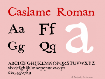 Caslame Roman Version 1.000 Font Sample