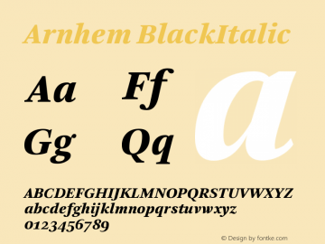 Arnhem BlackItalic Version 001.000图片样张