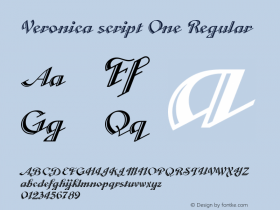 Veronica script One Regular Version 1.000 2007 initial release Font Sample