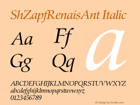 ShZapfRenaisAnt Italic Version 001.000 Font Sample