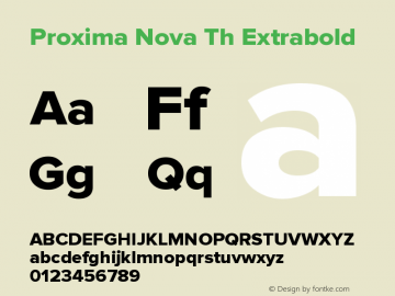 Proxima Nova Th Extrabold Version 2.003 Font Sample