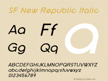 SF New Republic Italic Version 2.1 Font Sample