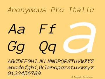 Anonymous Pro Italic Version 1.002图片样张