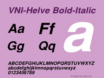 VNI-Helve Bold-Italic 1.0 Tue Jan 18 17:45:22 1994 Font Sample