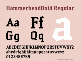 HammerheadBold Regular Macromedia Fontographer 4.1.2 22.09.2006 Font Sample