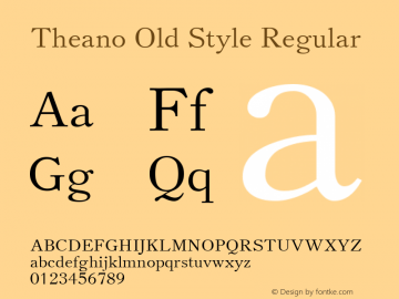 Theano Old Style Regular Version 1.00 Font Sample