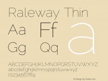 Raleway Thin Unknown Font Sample