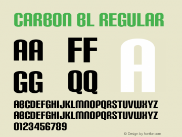 Carbon Bl Regular Version 4.000 Font Sample