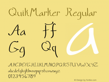 QuikMarker Regular Fontographer 4.7 5/10/10 FG4M­0000001481 Font Sample