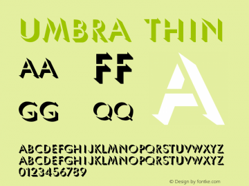 Umbra Thin Version 001.000 Font Sample