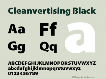 Cleanvertising Black Unknown Font Sample