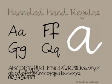 Hanoded Hand Regular Version 1.02 Font Sample