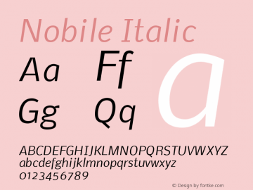 Nobile Italic Version 1.000;PS 001.000;hotconv 1.0.38 Font Sample