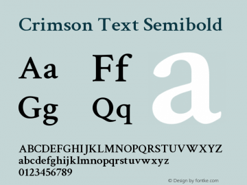 Crimson Text Semibold Version 0.12 Font Sample