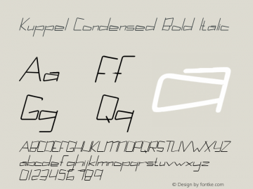 Kuppel Condensed Bold Italic Version 1.000图片样张