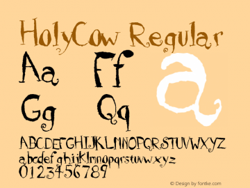 HolyCow Regular Altsys Fontographer 4.0.4D2 2/20/97 Font Sample