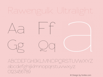 Rawengulk Ultralight Version 0.92 Font Sample