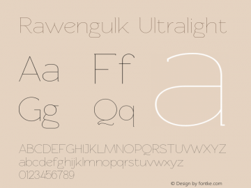 Rawengulk Ultralight Version 0.92 Font Sample