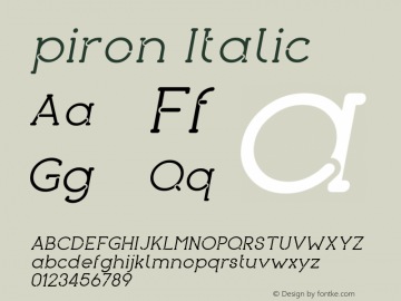 piron Italic Version 001.001 Font Sample