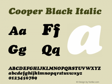 Cooper Black Italic Version 001.003图片样张