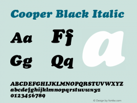 Cooper Black Italic Version 001.000 Font Sample