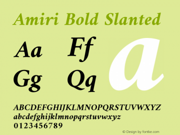 Amiri Bold Slanted Version 000.102 Font Sample