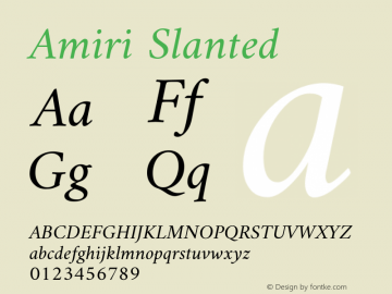 Amiri Slanted Version 000.102 Font Sample