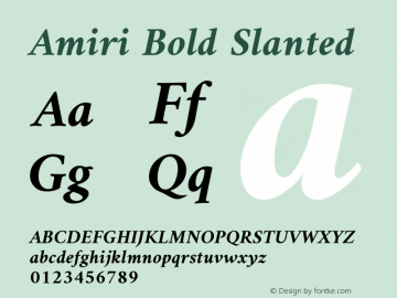 Amiri Bold Slanted Version 000.105 Font Sample