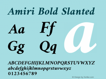 Amiri Bold Slanted Version 000.106 Font Sample