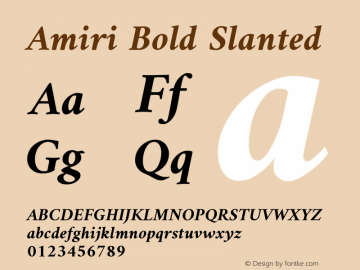 Amiri Bold Slanted Version 000.107 Font Sample