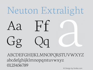 Neuton Extralight Version 1.4 Font Sample