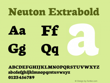 Neuton Extrabold Version 1.46 Font Sample