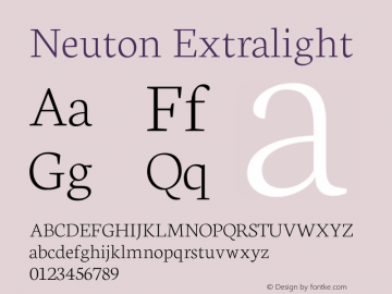 Neuton Extralight Version 1.4 Font Sample