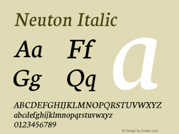 Neuton Italic Version 1.31 Font Sample