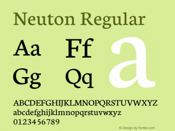 Neuton Regular Version 1.31 Font Sample