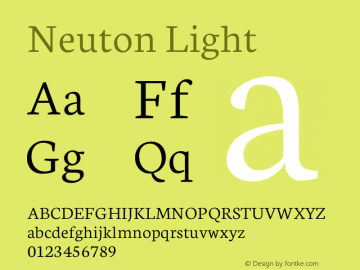 Neuton Light Version 1.42 Font Sample