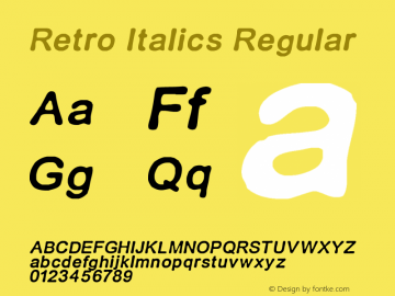 Retro Italics Regular Version 1.00 June 13, 2009, initial release图片样张
