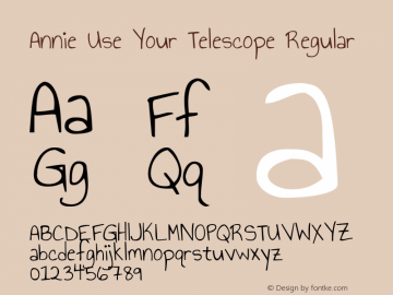 Annie Use Your Telescope Regular Unknown Font Sample